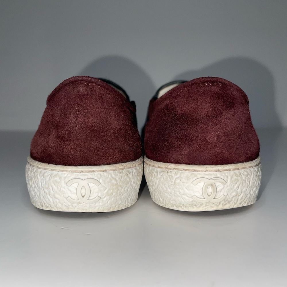 CHANEL CC Slip-On Sneakers Suede Plaid Tweed Size 37.5 / 7 - Picture 6 of 6